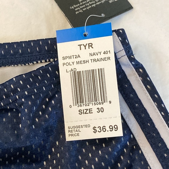 TYR Navy with white racing stripes Men’s Drag Suit - Picture 2 of 2